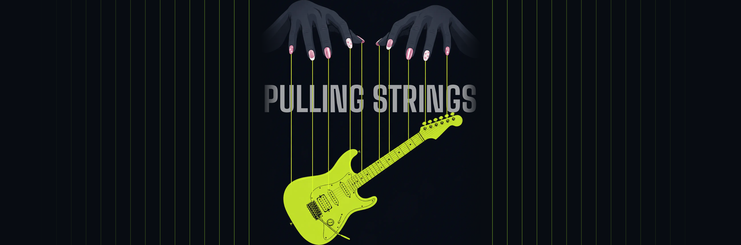 Pulling Strings — hands controlling a guitar by ten straight strings